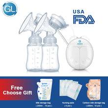 Load image into Gallery viewer, GL Electric Double Breast Pump USB BPA Free Breast Pumps Baby Breast Feeding With Nursing Pads and Breast Milk Storage Gift Set